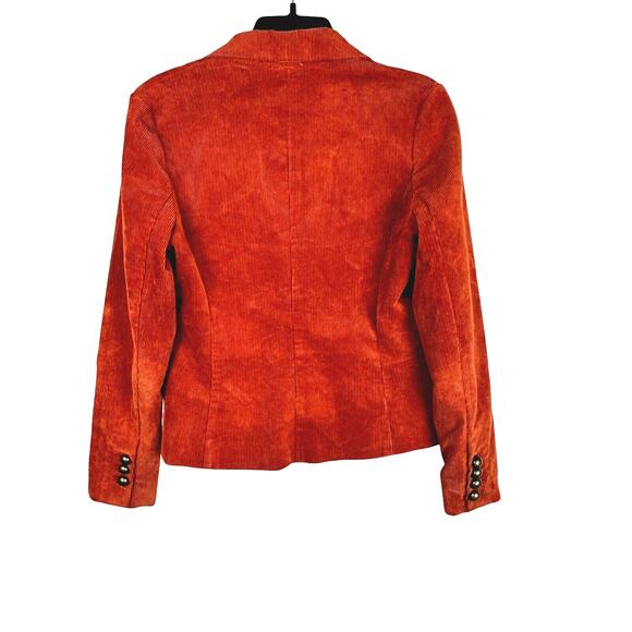 Ruff Hewn Vintage Orange Corduroy 2 Button Lined‎ Fitted Blazer Size Small - Picture 2 of 6